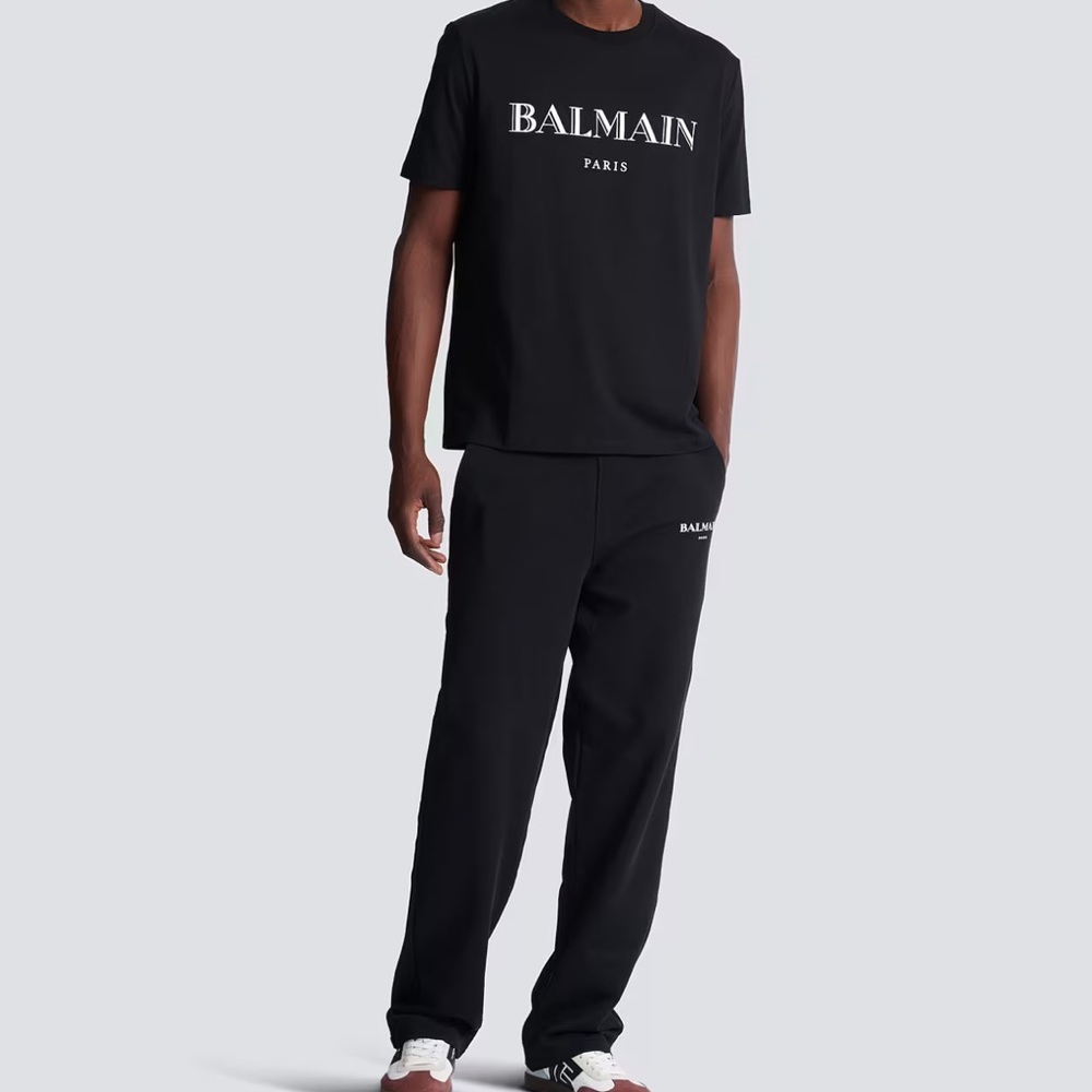 NWT Balmain Print Black Short Sleeve T-shirt| Size: XL | Unisex Tee| Casual